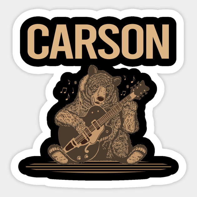 Brown Bear Guitar Carson Sticker by rosenbaumquinton52